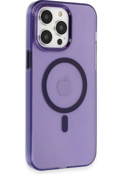 Newface iPhone 14 Pro Max Kılıf Tron Şeffaf Magsafe Kapak - Derin Mor