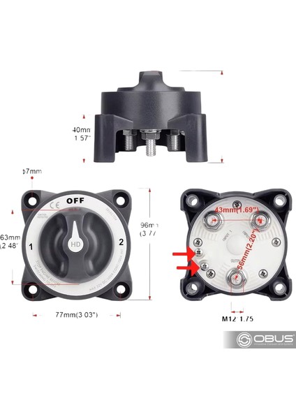 Obus Karavan Akü Şalteri Ağır Hizmet 500A 3p Off-1-2 IC-275H fiyatları