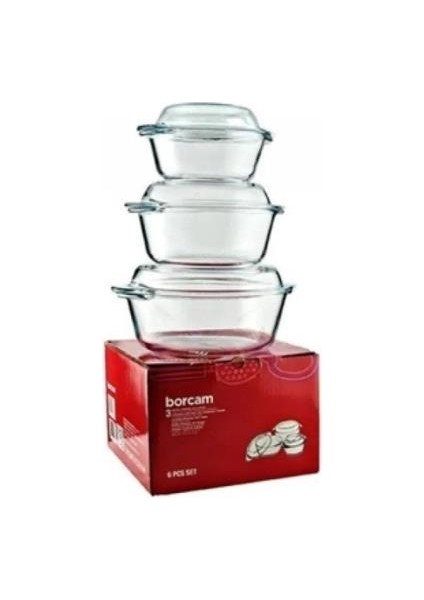 159021 Borcam Kapaklı Tencere 3 Lü Set 6 Parça