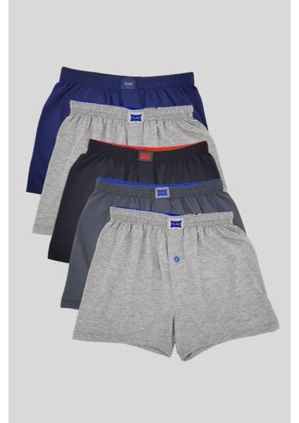 Erkek 3'lü Renkli Düğmeli Penye Boxer