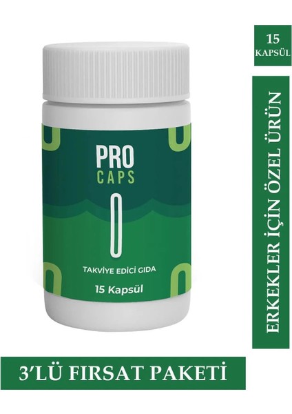 Pro Caps Erkeklere Özel Güç ve Performans Takviyesi 15'li x 3 Adet