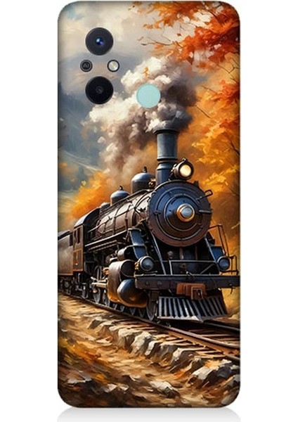 Xiaomi Redmi 12C Uyumlu Sonbaharda Buharlı Tren Desenli Silikon Kılıf