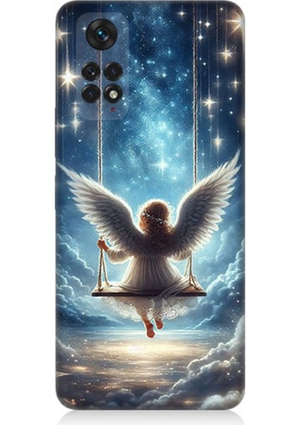 Xiaomi Redmi Note 11 Uyumlu Yıldızlarla Salıncakta Melek Desenli Silikon Kılıf