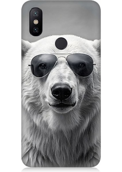 Xiaomi Mi A2 Lite Uyumlu Havalı Gözlüklü Ayı Desenli Silikon Kılıf
