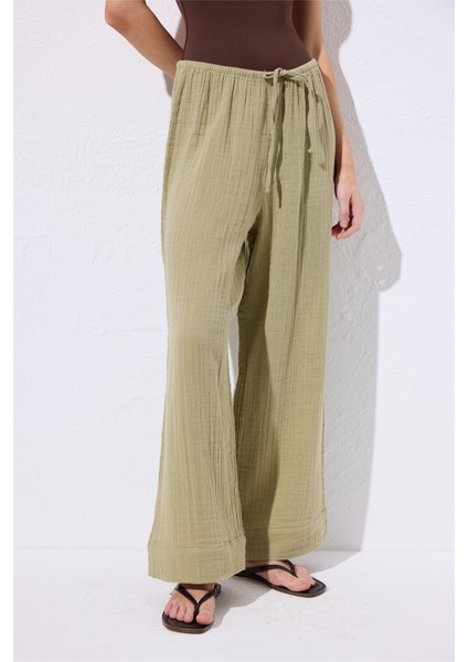 Müslin Bağlamalı Pantolon Adaçayı fırsatları