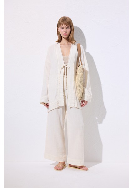 Müslin Bağlamalı Pantolon Bej fiyatları