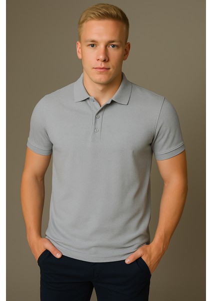 Kaelaurean Erkek Polo Yaka T-Shirt Çekmeyen Pamuklu Kumaş Slim Fit Dar Kesim Kıvrılmazyaka