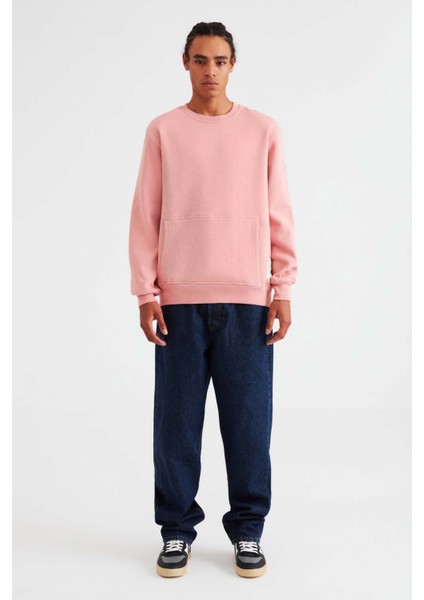 Naıve Dokuma Comfort Fit Baskılı Yuvarlak Yaka Pembe Sweatshirt fiyatları