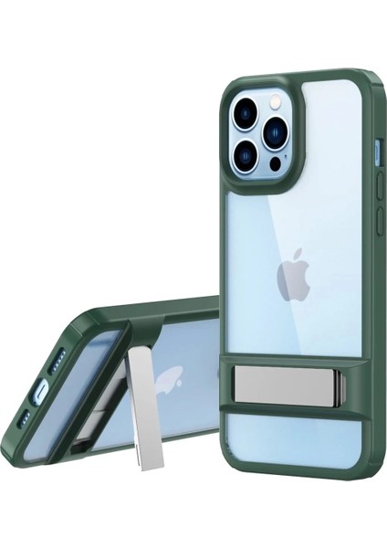 Newface iPhone 13 Pro Max Kılıf Rolet Stand Kapak - Yeşil