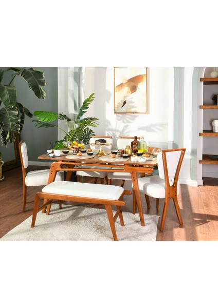 Palace Iskandinav Ceviz Renk 80*160 Mutfak&salon Masa TAKIMI(4S1M1B)