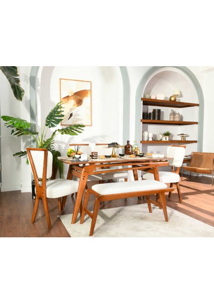 Palace Iskandinav Ceviz Renk 80*160 Mutfak&salon Masa TAKIMI(4S1M1B)