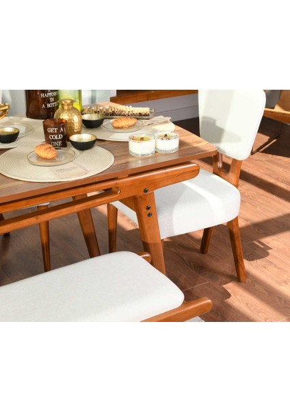 Palace Iskandinav Ceviz Renk 80*160 Mutfak&salon Masa TAKIMI(4S1M1B)