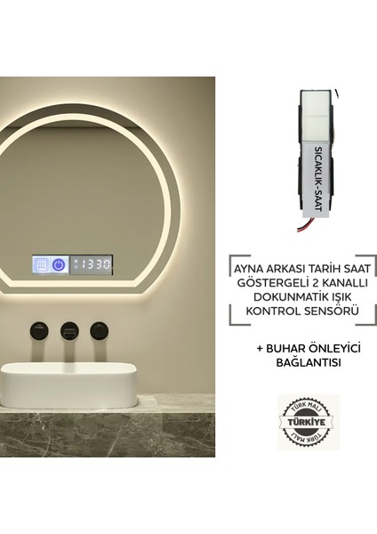 Ayna Arkası Tarih & Saat Göstergeli 220V Çift Düğmeli Dokunmatik Sensör fırsatları