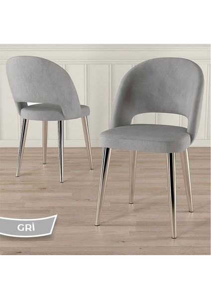 Pane Serisi 4 Adet Mutfak Sandalyesi Krom Kaplama Metal Ayak