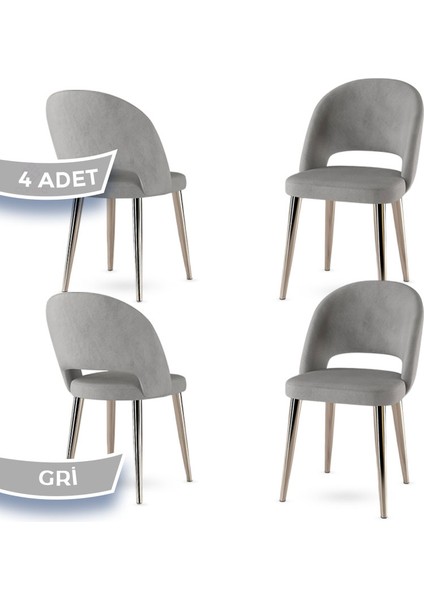 Pane Serisi 4 Adet Mutfak Sandalyesi Krom Kaplama Metal Ayak fiyatları