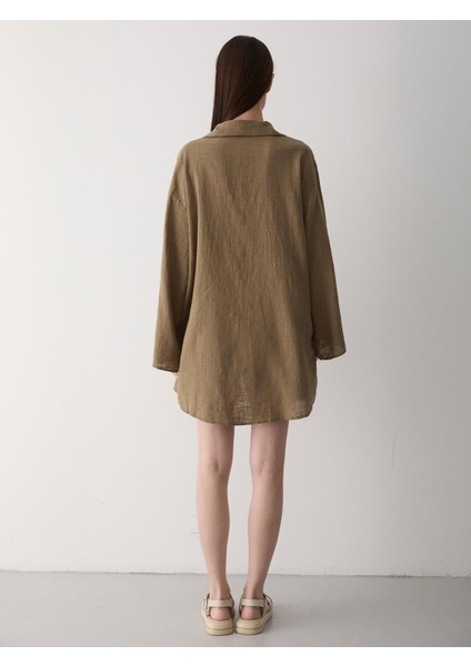 Olive %100 Pamuk Keten Bağcık Detaylı Kimono Bluz fiyatları