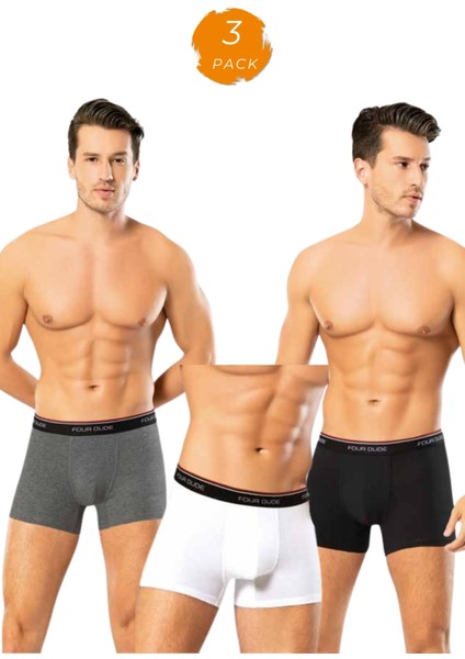 Looksense Erkek Dude 3 Lü Düz Likralı Boxer 1606