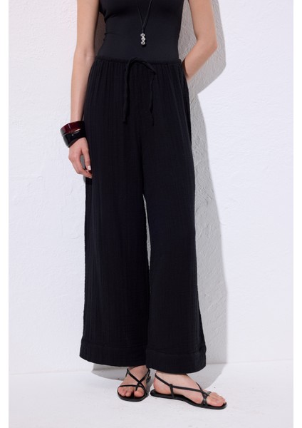 Müslin Bağlamalı Pantolon Siyah fırsatları