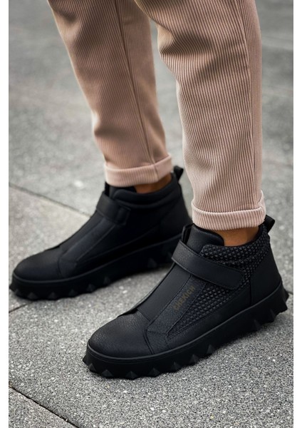 J103 Pyramid Long Bağcıksız Cırtlı Ortopedik Taban Günlük Cilt Erkek Spor Bot Cst Siyah modelleri