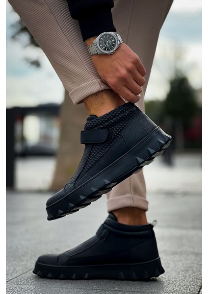 J103 Pyramid Long Bağcıksız Cırtlı Ortopedik Taban Günlük Cilt Erkek Spor Bot Cst Siyah fırsatları