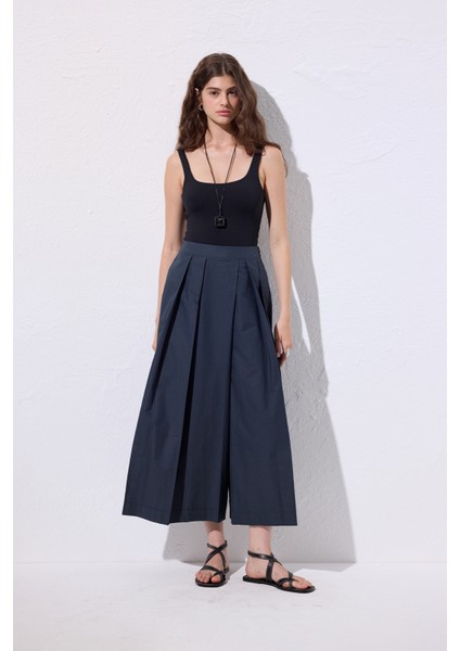 Geniş Pileli Pantolon Lacivert