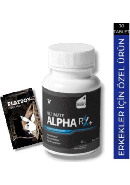 Alpha Rx+ Ultimate Erkek Performans Arttıran Geliştirici 30 Lu + Playboy Jel Hediye