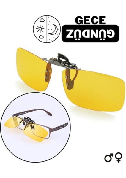 Gündüz ve Gece Kullanımı Için Polarize Clip-On Gözlük Ilavesi