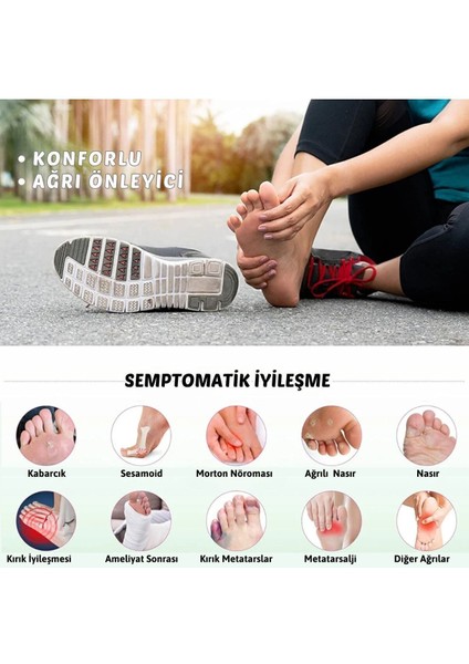Yapışkanlı Jel Silikon Tabanlık, Metatarsal Destekli, Kaydırmaz ve Rahat Kullanım