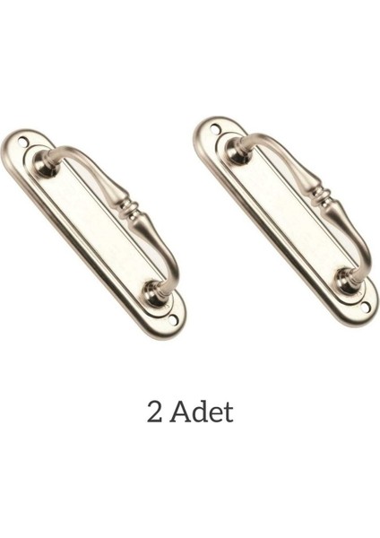 Saten Büyük Kıvrık Çekme Sürgülü Kapı Kolu 14,5x3,5cm (2'li Set)
