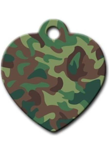 Yeşil Kamuflaj Desenli Yuvarlak Kedi Köpek Künyesi, Şık ve Dayanıklı Tasarım