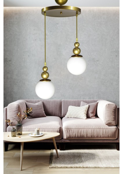 Venüs Eskitme 2'li Sarkıt Avize Özel Model - Modern Avize - Oturma Odası - Salon - Yatak Odası