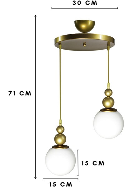 Venüs Eskitme 2'li Sarkıt Avize Özel Model - Modern Avize - Oturma Odası - Salon - Yatak Odası