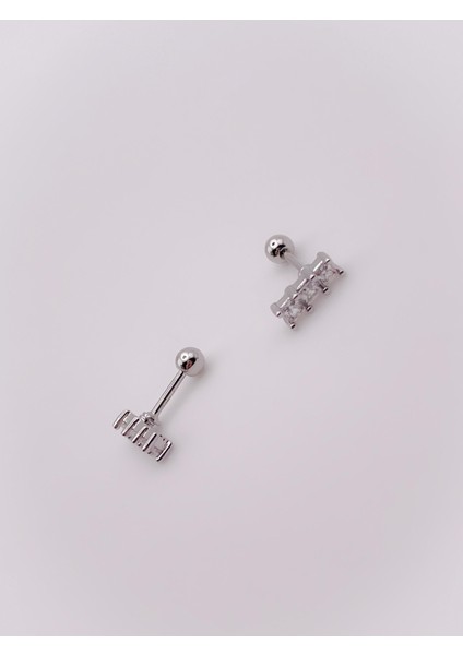 Cerrrahi Çelik Piercing ( Pirsing ) Üç Taşlı Dikdörtgen Tragus Helix Piercing (1ADET) modelleri