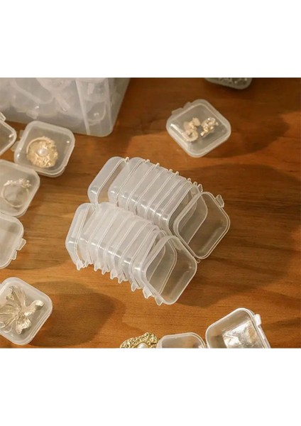 Mini Şeffaf Takı Saklama Kutusu, 5’li, 3,5cm x 3,5cm, Şık ve Kullanışlı Seçenek modelleri