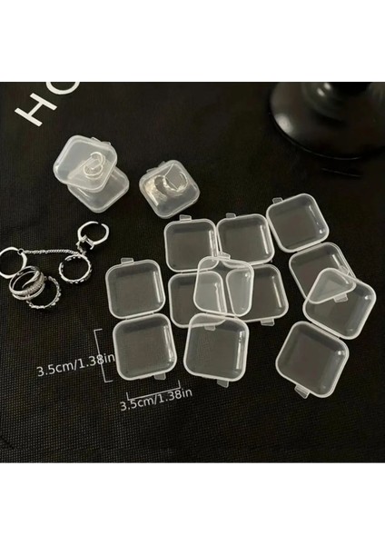 Mini Şeffaf Takı Saklama Kutusu, 5’li, 3,5cm x 3,5cm, Şık ve Kullanışlı Seçenek