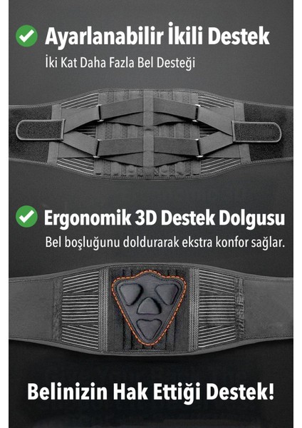 3D Ekstra Bel Korsesi, Destekli ve Konforlu, Balenli Medikal Bel Destek Aparatı