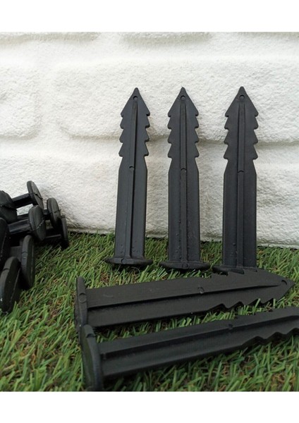 Siyah Çim Ayırıcı Kazık 20'li Set, Bahçe Düzeni ve Sınır Belirleme Için Ideal