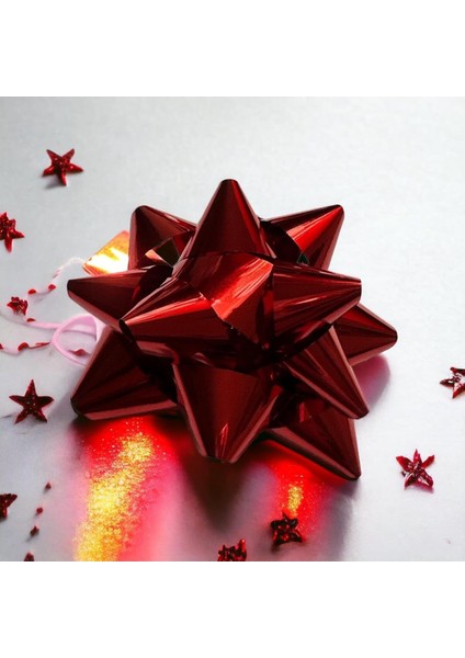 3 Adet Parlak Kırmızı Büyük BOY-10CM Metalik Fiyonk Hediye Paketi Süsü Rafya Yapışkanlı Yıldız Süs fiyatları