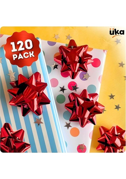 3 Adet Parlak Kırmızı Büyük BOY-10CM Metalik Fiyonk Hediye Paketi Süsü Rafya Yapışkanlı Yıldız Süs indirimleri