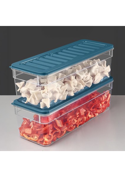 2'li Derin Mikrodalga Uyumlu Organizer Set Düzenleyici Gıda Erzak Saklama Kabı 2470ML Mavi