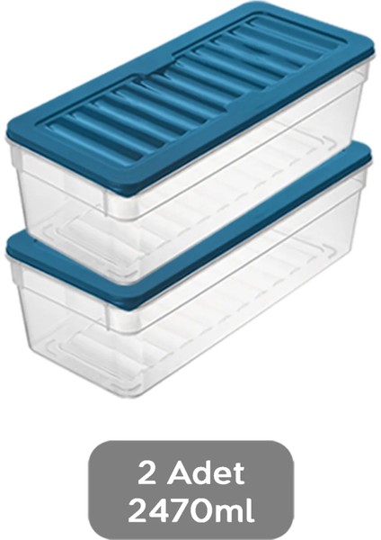 2'li Derin Mikrodalga Uyumlu Organizer Set Düzenleyici Gıda Erzak Saklama Kabı 2470ML Mavi fiyatları