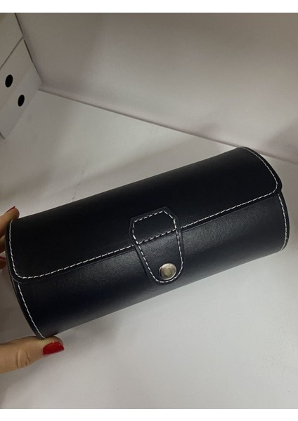 Şık Siyah Deri 3'lü Saat Saklama Kutusu, Zarif ve Kullanışlı Tasarım