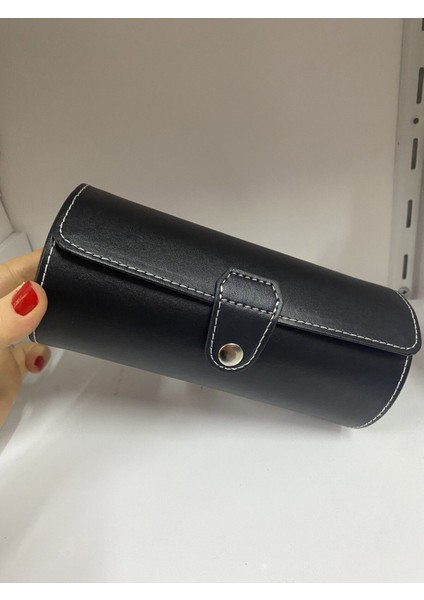 Şık Siyah Deri 3'lü Saat Saklama Kutusu, Zarif ve Kullanışlı Tasarım modelleri