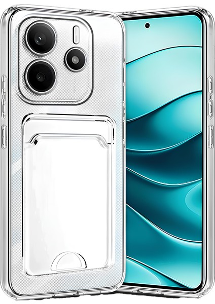Xiaomi Redmi Note 14 4g Kılıf Kartlıklı Kamera Çıkıntılı Şeffaf Darbe Korumalı Kart Bölmeli Kapak