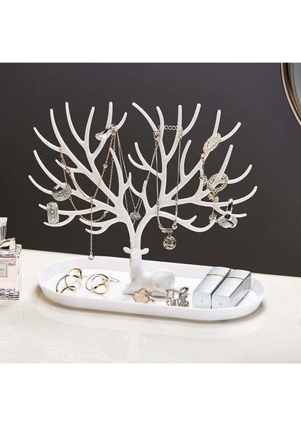 Beyaz Geyik Tasarımlı Takı ve Mücevher Askısı, Yüzük, Küpe, Kolye Düzenleyici fiyatları