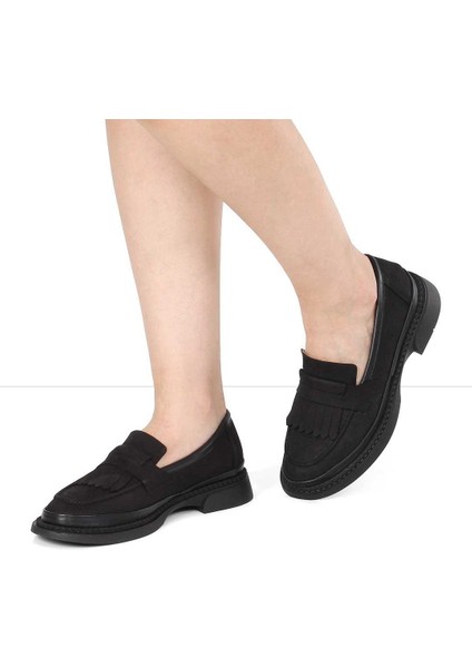 Kadın Siyah Nubuk Deri Loafer fiyatları