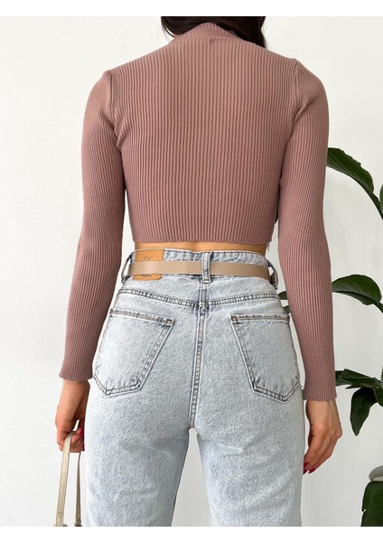 Kadın Uzun Kollu Yumuşak Dokulu Esnek Triko Crop Body fiyatları