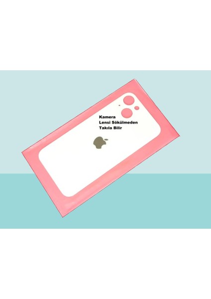 - iPhone 13 Arka Pil Batarya Kapağı - Cam Kapak Geniş Lens Deliği - Beyaz