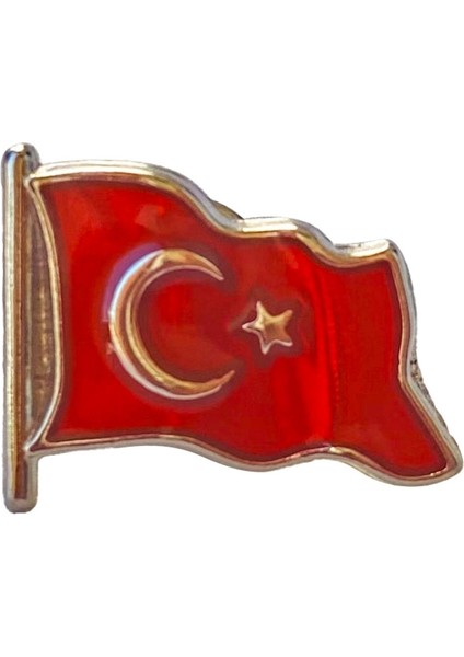 Türk Bayrağı Mineli Yaka Rozeti (Iğneli)