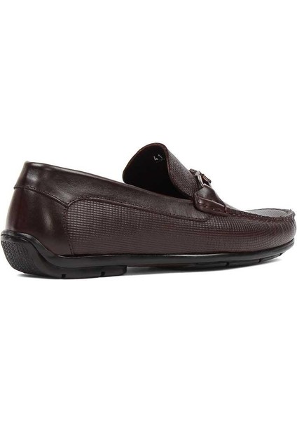Erkek Kahverengi Baskılı Deri Loafer
